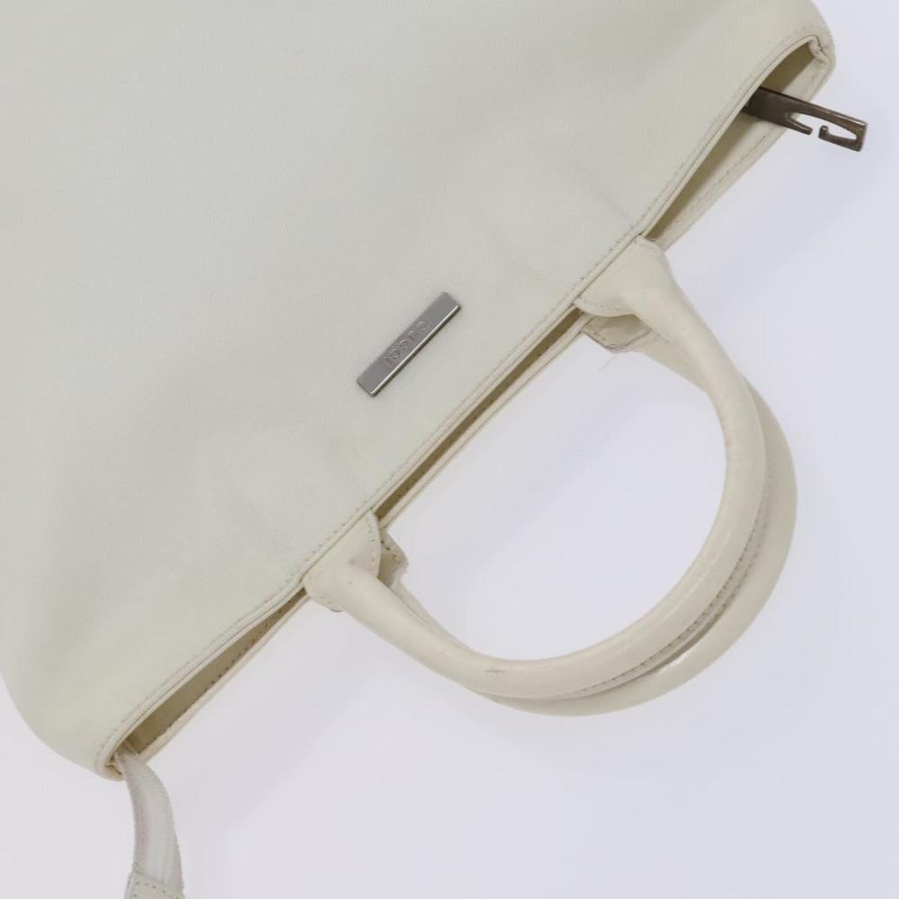 GUCCI Hand Bag Nylon Patent Leather 2way White Silver Auth bs23294 - Picture 6 of 16